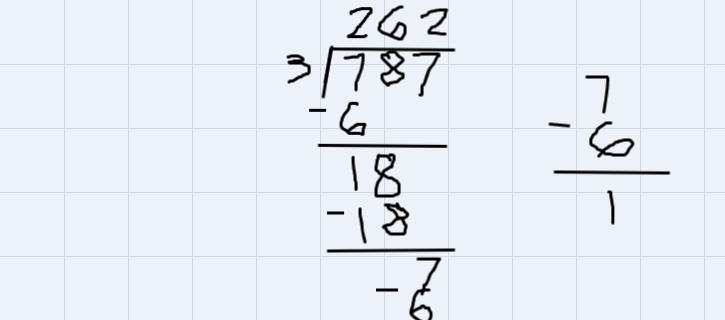 787 ÷ 3 = show the work please long divison please-example-1