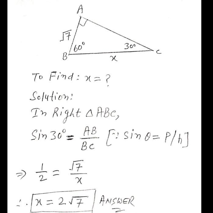 Find the length of side x in simplest х radical form with a rational denominator. V-example-1