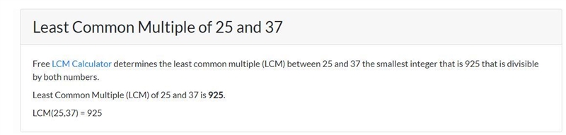 What is the lcm of 25 and 37-example-1