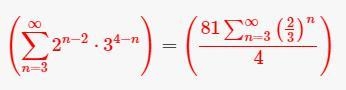 Sum n=3 ^ infty 6 ( 2 3 )^ n-3-example-2