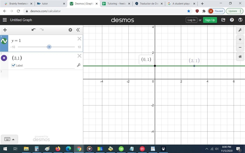 Write the equation in slope-intercept form through the point (3, 1) and is perpendicular-example-1