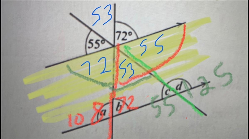 Work out the unlnown angles a, b, c and d. PLEASE HELP ME-example-1