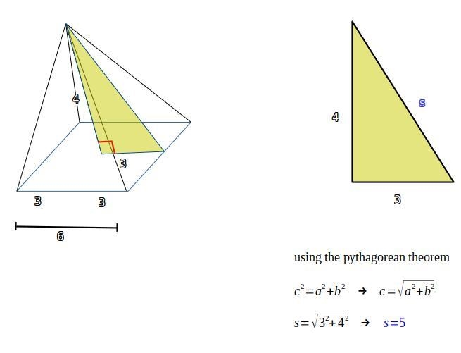 Find the slant height of the prism a.10 b.5 c.7 d.3-example-1