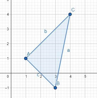 What is the area of a triangle whose vertices are X(1, 1), Y(3, -1), and Z(4,4)?-example-1