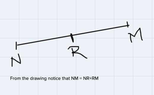 6.)Find the length of NM if NR = 4x + 7, RM = x + 3, and NM = 7x + 2.NRMa.) X=b.)NM-example-1