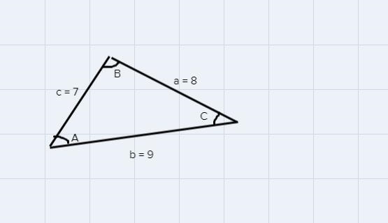 The three sided lengths are 7,8,9 classify the triangle as an acute obtuse or right-example-1