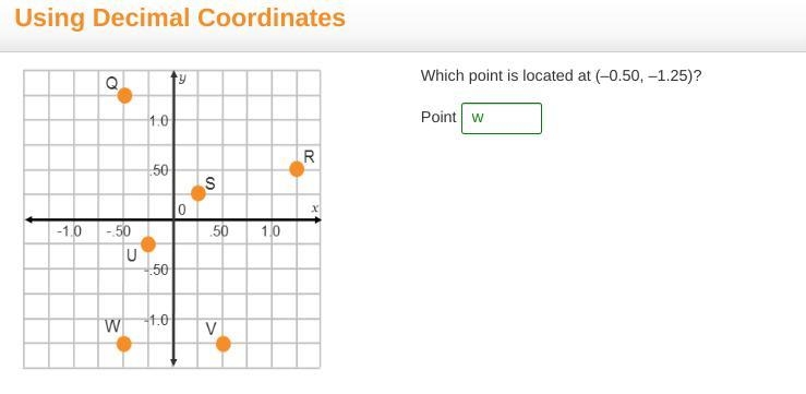 Which point is located at (–0.50, –1.25)? Point-example-1