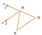 GK∥HJ. Complete the proof that m∠IHK=m∠G+m∠K without using the Triangle Angle Sum-example-1