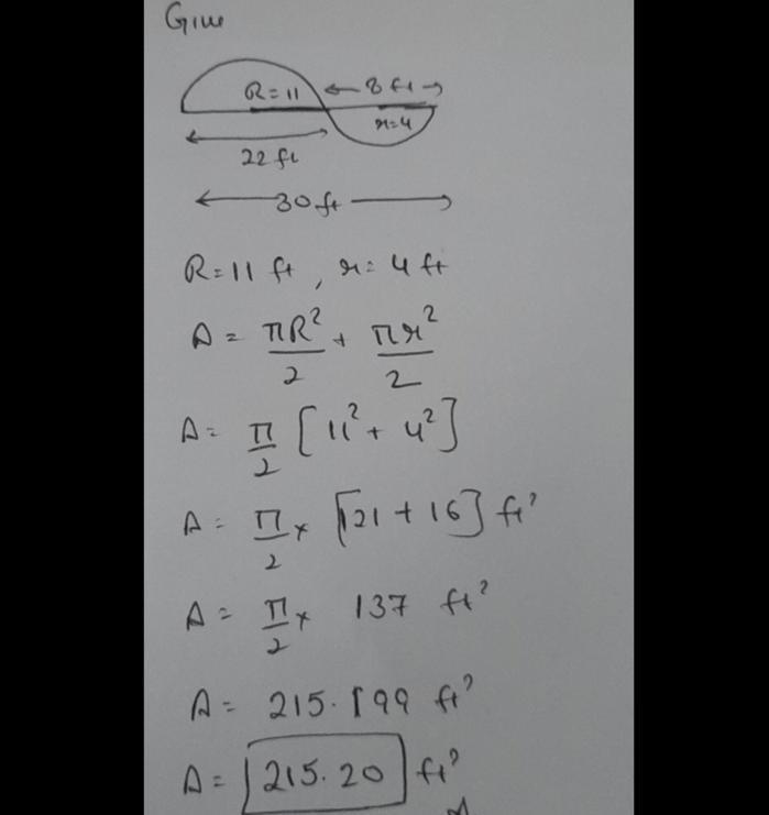 Find the area of the figure. Round to the nearest hundredth where necessary. 22 ft-example-1