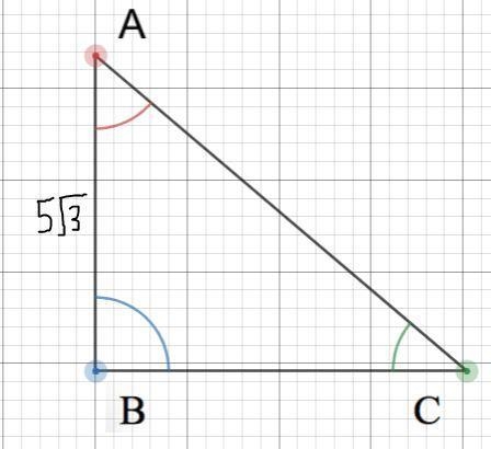 What is the length of the hypotenuse of a 45° -45° -90° triangle with leg length 5√3?-example-1