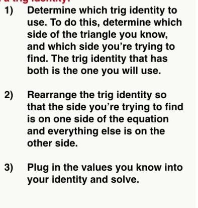 What are the steps to use trig to find missing side or angle of right triangles.-example-2