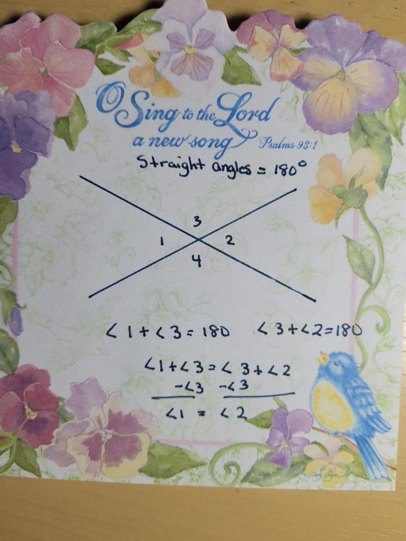 Given: ∠1 and ∠2 are vertical angles. prove: ∠1≅ ∠2-example-1