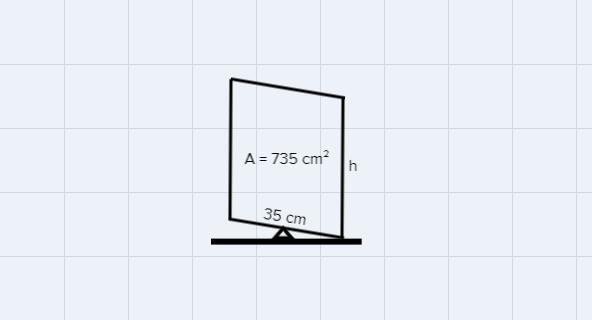 Brianna won aparallelogram-shapedtrophy. She knows the areaof a parallelogram is735 cm-example-1