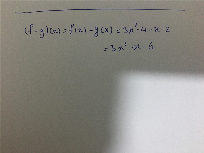 If f(x) = 3x²-4 and g(x) = x+2, find (f - g)(x). А. 3x3-8 B. 3x²-x-6 C. x-3x²-2 D-example-1