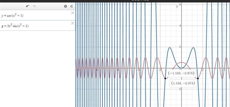 The derivative of the function is given by ‘(X) = Xcos (X squared plus one) How many-example-1