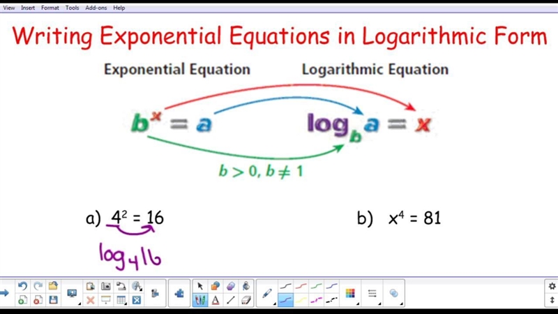 Write the log equation as an exponential equation. You do not need to solve for x-example-1