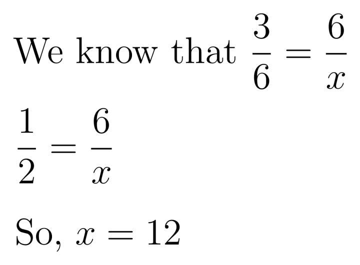 Find the value of x. 3 X 6 x = [?] = Give your answer in simplest form. Enter.​-example-1