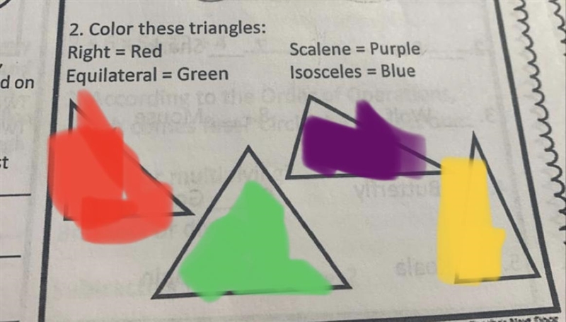 Don’t mind the top question what are these shapes?! Scalene, equilateral and isosceles-example-1