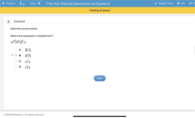 What is the expression in simplest form x^2+x-2/x^3-x^2+2x-2-example-1