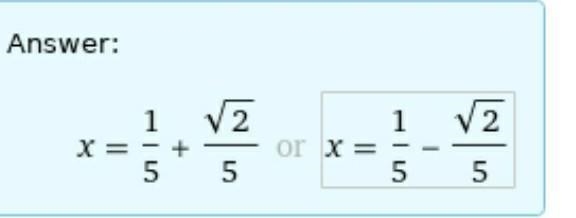 Find the exact zeros of the function f(x) = 25x^2 − 10x − 1-example-1