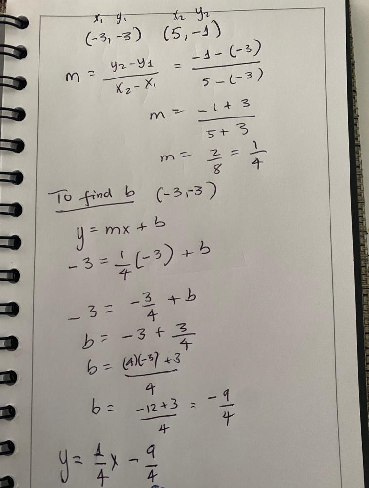 Find the equation of containing given points. Write the equation in slope-intercept-example-1