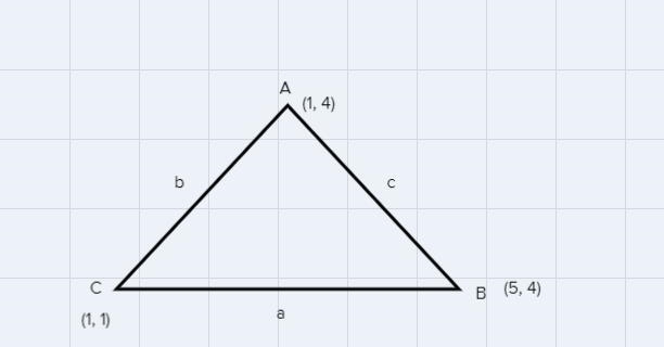 22) Three vertices of a triangle on a coordinate system are (1,1). (1,4), and (5,4). What-example-1