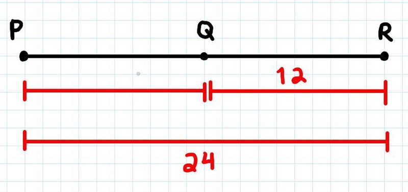 What is the measure of Segment PQ, if Q is the midpoint of Segment PR: QR = 12 and-example-1