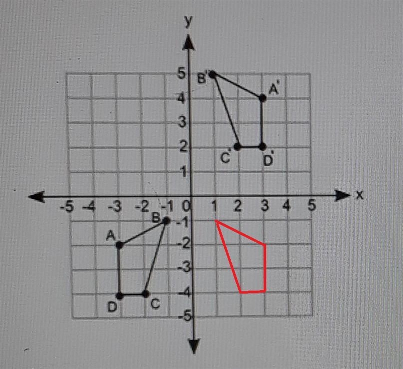 The Firgure ABCD is transformed to A'B'C'D, as shown:Which of the following sequence-example-1