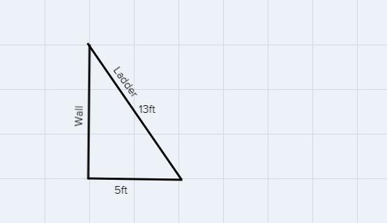 A 13-feet ladder is placed 5 feet away from a wall. What is the height at which the-example-1