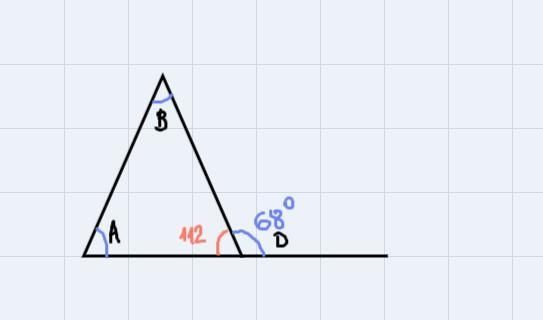 #1 An exterior angle of a triangle has a measure of 68. Which of the following could-example-1