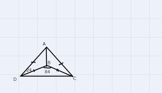 Triangles ACD and BCD are isosceles. Angle DBC has a measure of 84 degrees and angleBDA-example-1