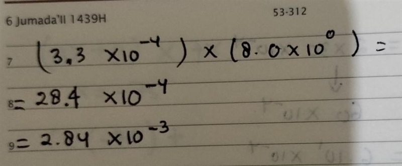 Calculate the product below and give your answer in scientific notation. (3.3 x 10-4) × (8.0 × 10⁰) = ? X-example-1