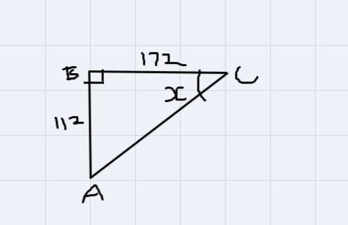 A plane is 112 mi north and 172 mi east of an airport. Find x, the angle the pilot-example-1