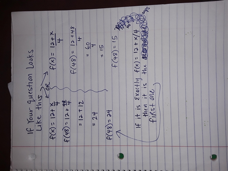 Use the following function rule to find f(48). f(x) = 12 + x/4-example-1