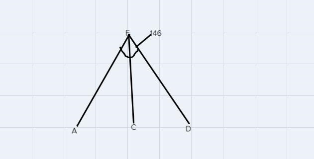 Angle AED is 146 degrees. Ray EC bisects angle AED. What is the measure of angle AEC-example-1