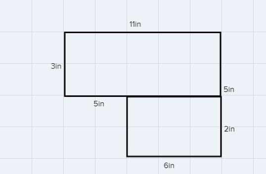 If x = 3 inches, y = 11 inches, w = 5 inches, and z = 5 inches, what is the area of-example-1