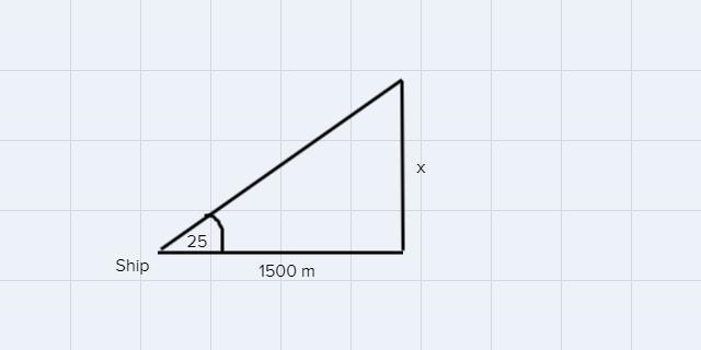 The angle of elevation from a ship to the lighthouse is 25 degrees. If the ship is-example-1