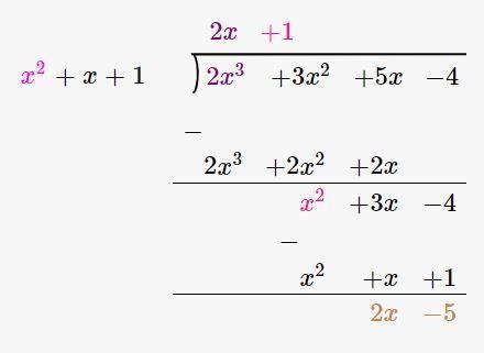 What is the quotient of 2x3 + 3x2 + 53 - 4 divided by z2 + 2 + 1?22 +1+2+7+122 +1+42 - 422 +1+12x-example-1