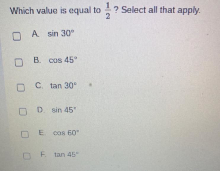 Which value is equivalent to 1/2 select all that apply?-example-1