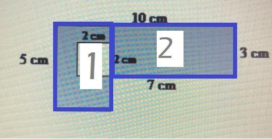 Find the area of the shaded region:102a3c5 cm2a7 cm-example-1