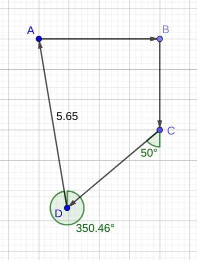 O Villages A, B, C, D, are such that B is 4 km due east of A, C is 3 km due south-example-1