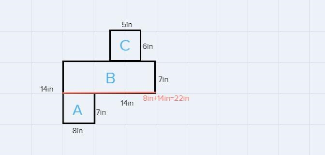 Find the area of the irregular figure 5 in. 6 in. 2 A = [? ]in. 7 in. 14 in. 14 in-example-1