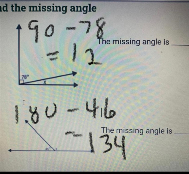 What’s the missing angle (The bottom number is 46 and the top is 78)-example-1