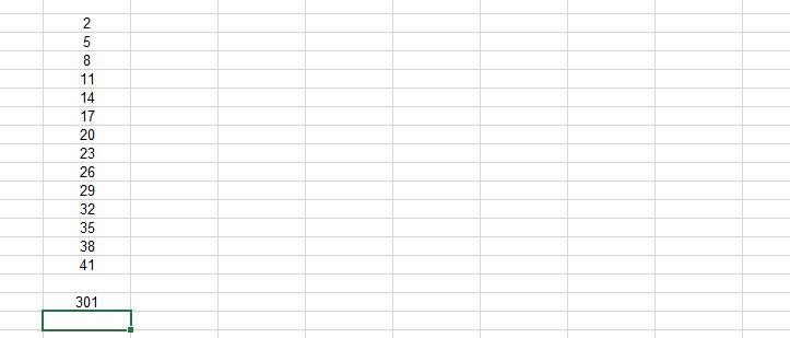 Sum of the arithmetic sequence-Find each sum- 2 + 5 + 8 + ... +41-example-1