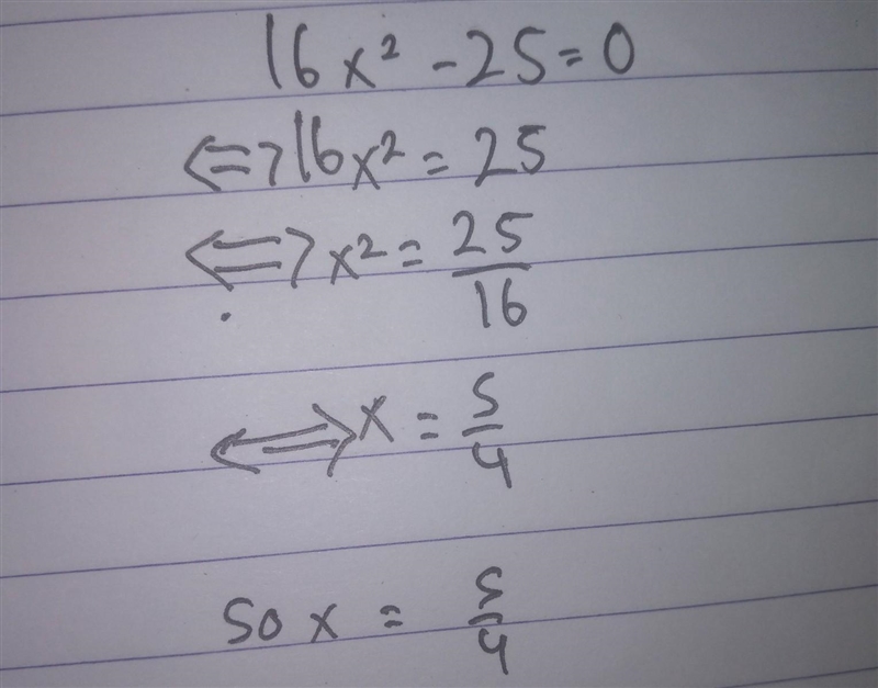 What are the solutions to the following equation? 16z²-25=0 X=-example-1