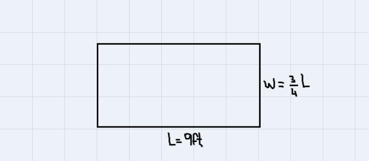 The length of the rectangle is 9 feet and width of the rectangle is three fourths-example-1