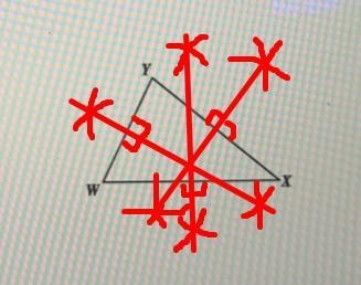 construct the perpendicular bisectors of each side of the triangle. Extend the bisectors-example-2