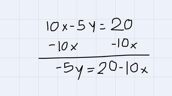 How do you convert 10x-5y=20 into slope intercept form and identify the slope and-example-1