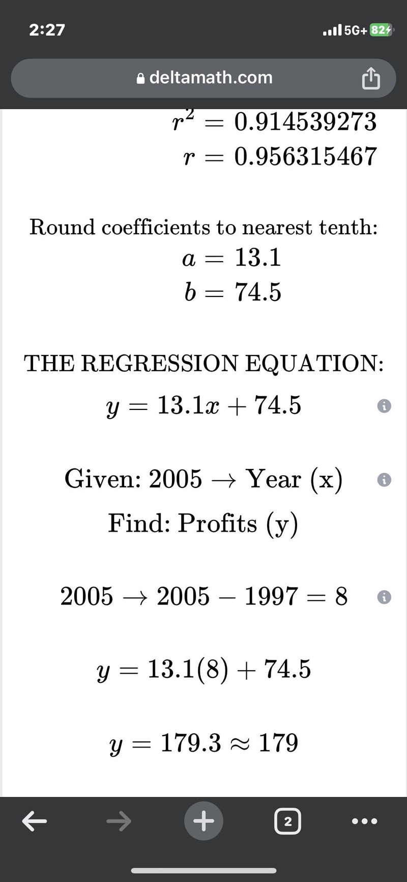 The annual profits for a company are given in the following table, where x representsthe-example-1