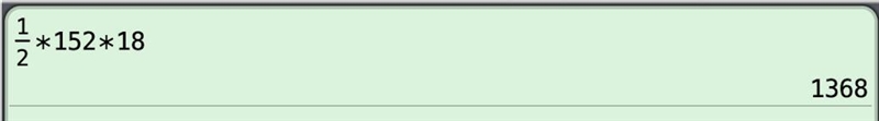 - What is the area of a triangle that has a base of 152 in. and a height of 18 in-example-1